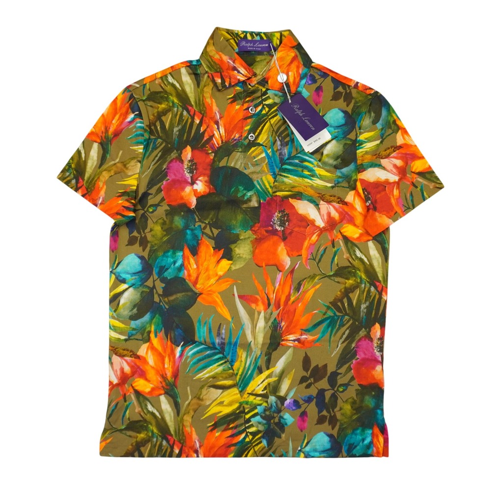 NEW Ralph Lauren Purple Label Polo Shirt Men S Tropical Floral Italy Luxury